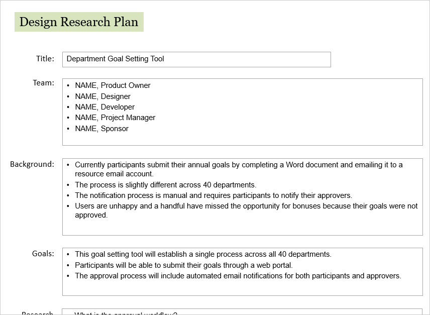 Design Research Plan Product Toolkit